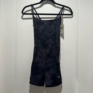 Sweaty Betty Super Soft Short Bodysuit Black Tie Dye (NWT)
